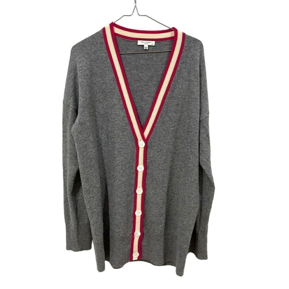 Equipment Gia Cashmere Cardigan Pink Gray Academia Scholar Size small